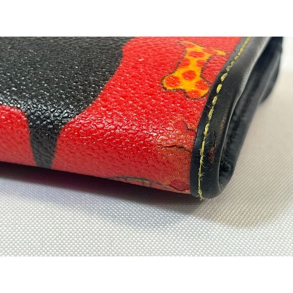 VTG Dooney & Bourke Scottie Dog Red Wallet Clutch Checkbook Card Holder 7" - Picture 11 of 16